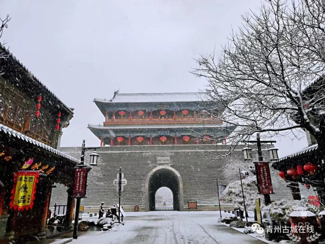 青州古城雪景大片来了!雪落古城,十里长街皆白茫茫.